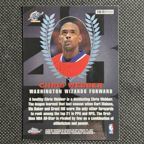 1997-98 Topps Chrome #T40-15 Chris Webber 40 Refractor - Washington Bullets HOF - Picture 2 of 2
